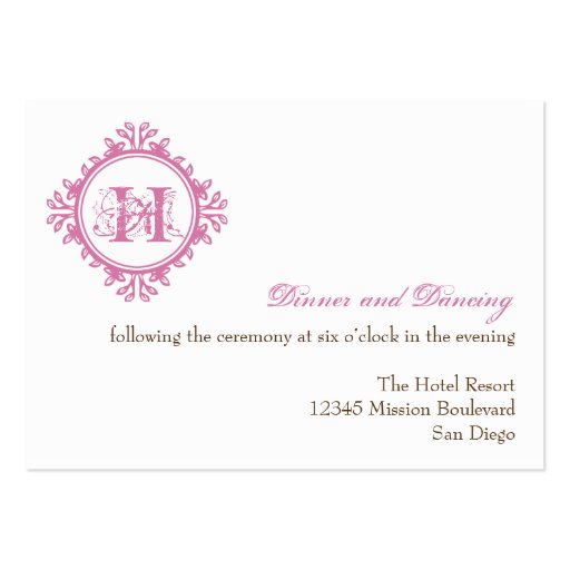 Vintage decay pink wedding reception enclosure business card