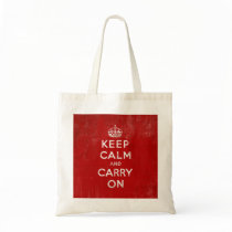 Vintage Deep Red Distressed Keep Calm and Carry On Canvas Bags