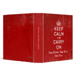 Vintage Deep Red Distressed Keep Calm and Carry On Binder