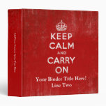 Vintage Deep Red Distressed Keep Calm and Carry On binders