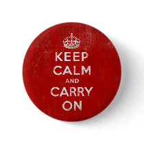 Vintage Deep Red Distressed Keep Calm and Carry On Pins