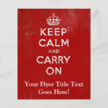 Vintage Deep Red Distressed Keep Calm and Carry On Flyers