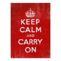 Vintage Deep Red Distressed Keep Calm and Carry On Custom Invitations