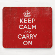Vintage Deep Red Distressed Keep Calm and Carry On Mousepad