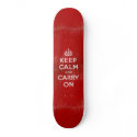 Vintage Deep Red Distressed Keep Calm and Carry On Custom Skateboard