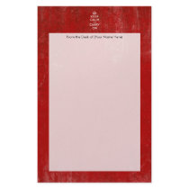 Vintage Deep Red Distressed Keep Calm and Carry On Custom Stationery