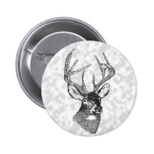 Vintage deer art graphic buttons