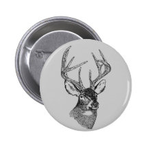 Vintage deer art graphic pinback buttons