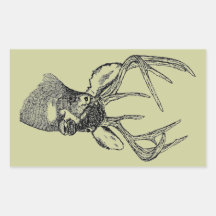Vintage deer art graphic rectangle stickers