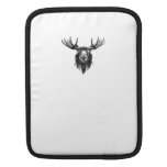 Vintage deer buck stag head antler line drawing sleeve for iPads
