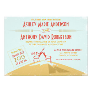 Vintage Deer Mountain Camping Glamping Wedding Invite