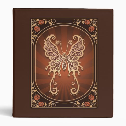 Vintage Delicate Brown Butterfly Vinyl Binders