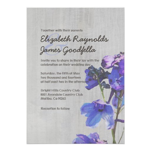 Vintage Delphinium Wedding Invitations