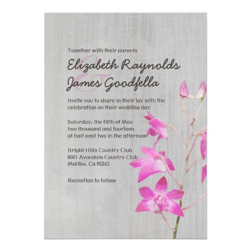 Vintage Dendrobium Orchid Wedding Invitations