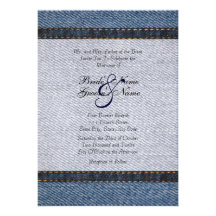 Vintage Denim Jeans Wedding Invitation