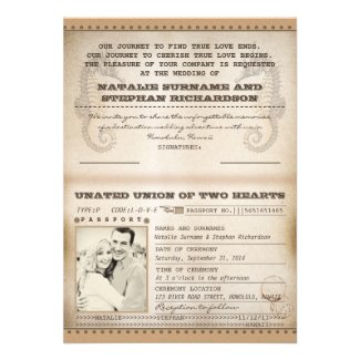 vintage destination wedding passports invites