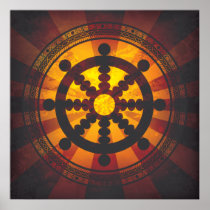 Vintage Dharma Wheel Print