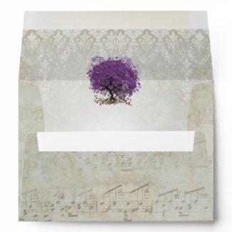 Vintage Distressed Aged Heart Leaf Damask Envelope envelope
