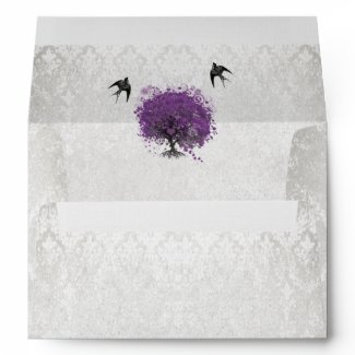 Vintage Distressed Aged Heart Leaf Damask Envelope envelope