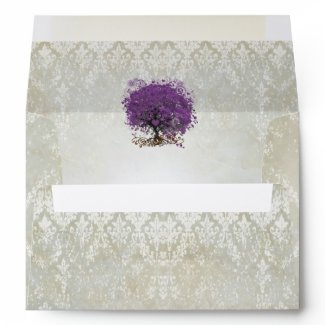Vintage Distressed Aged Heart Leaf Damask Envelope envelope