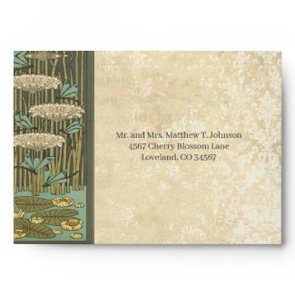 Vintage Distressed Aged LilyPad Damask Envelopes envelope
