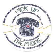 Vintage Distressed Pick Up The Phone Sticker