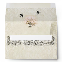 Vintage Distressed Pink Heart Leaf Damask Envelope