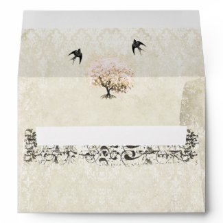 Vintage Distressed Pink Heart Leaf Damask Envelope envelope