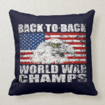 Vintage Distressed World War Champs Throw Pillow