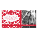 Vintage Divine Damask Red Photo Card