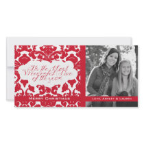 Vintage Divine Damask Red Photo Card Template