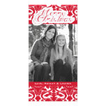 Vintage Divine Damask Red Customized Photo Card