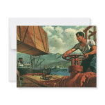 Vintage Dock Worker Refueling a Ship Invitations