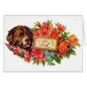 Vintage Dog and Flowers Customizable Card