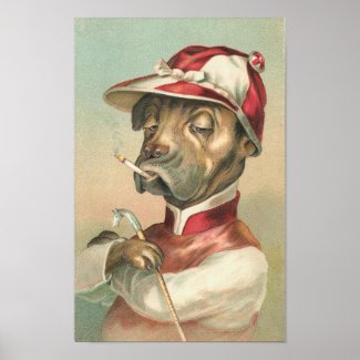 Vintage Dog Jockey print
