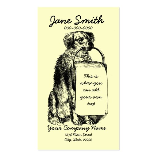 Vintage Dog with Basket Business Card Template (front side)