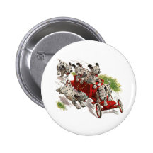 Vintage Dogs Humor, Dalmatian Puppies Fire Truck Pinback Buttons