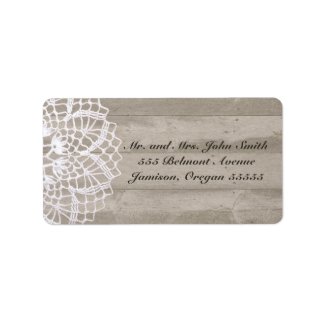 Vintage Doily & Barn Wood Address Label