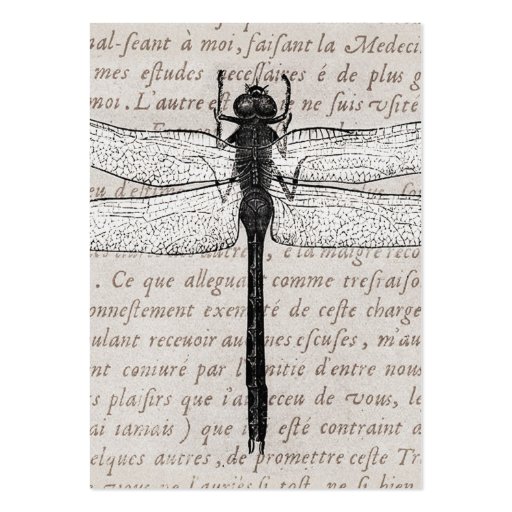 Vintage Dragonfly and Antique Text Collage Business Card Templates (front side)