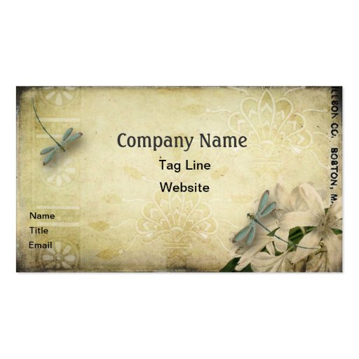Vintage Dragonfly Business Card Template (front side)