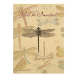 Vintage dragonfly drawing invitations