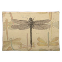 Vintage dragonfly drawing place mats