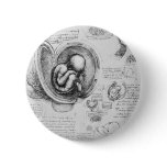 Vintage drawing of a fetus in the uterus 1 buttons