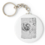 Vintage drawing of a fetus in the uterus 1 key chain