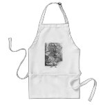 Vintage drawing of a rear facing skeleton aprons
