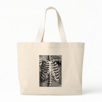 Vintage drawing of a ribcage canvas bag