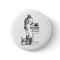 Vintage drawing of a standing skeleton buttons