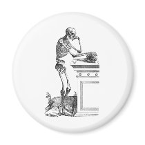 Vintage drawing of a standing skeleton fridge magnets