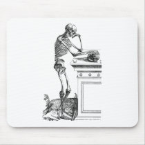 Vintage drawing of a standing skeleton mouse pads