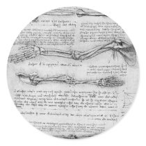 Vintage drawing of arm structure round sticker